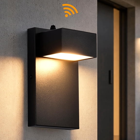Modern Outdoor Wall Sconce with Dusk to Dawn Sensor,3000K Warm White,LED Black Outdoor Porch Light Fixture for House, Garage, Entryway