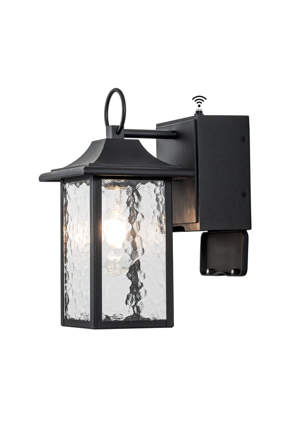 Dusk to Dawn Outdoor Wall Light with GFCI outlet, Hammer Glass