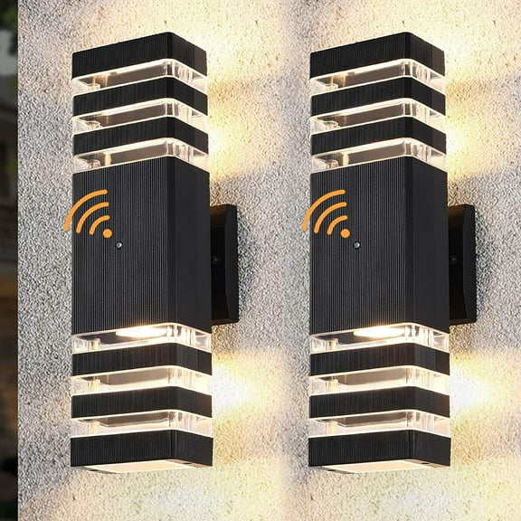 Dusk to Dawn Outdoor Wall Lights 2 Pack, 3000K Warm White Front Porch Light Fixture, Anti-Rust Black LED Up and Down Outdoor Lights for House