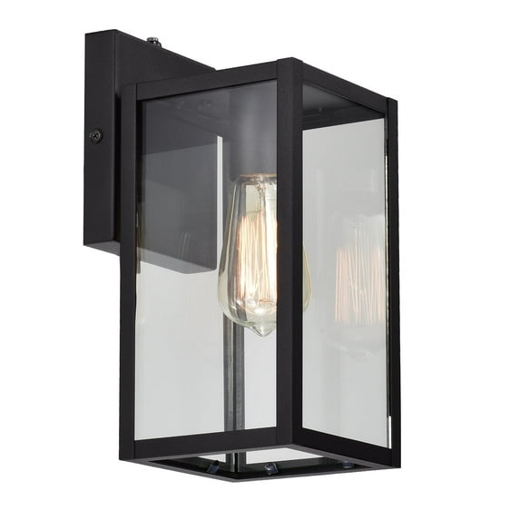 Dusk to Dawn Sensor Outdoor Wall Light, Waterproof Outdoor Wall Lamps Porch Lights Wall Lantern, Wall Sconce with Seeded Glass,Matte Black