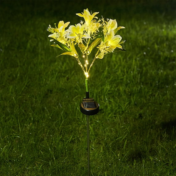 Dusk to Dawn Solar Simulation Flower Lights 7 Flower,LED Ground Plug Garden Stake Lights for Courtyard,Lawn and Holiday Decoration Outdoor Decor