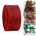 thumbnail image 1 of Dusknt 1 Pack Christmas Wired Ribbon 2.5" X 10 Yards, Glitter Edge Ribbon for Wreath Garland Tree Topper, Diy Craft Ribbon for Holiday Decor and Gift Wrapping Red, 1 of 2