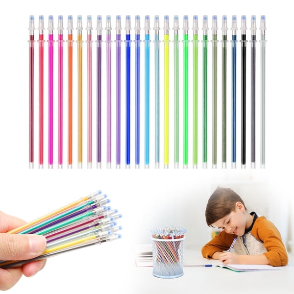 Dusknt 120Pcs Glitter Gel Pan Refills of Fluorescent and Shimmering Ink for Studant Stationery Smooth Writing Easy Replacement for Journals and Crafts