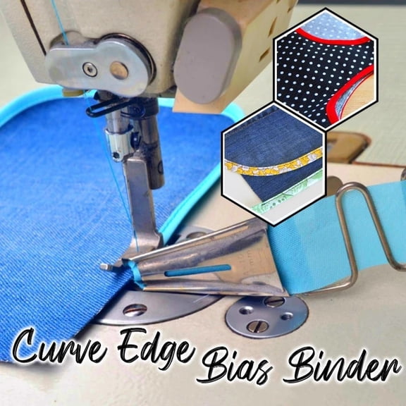 Dusknt 18 Mm Curve Edge Bias Binder, Right-Angle Edging Tool for Sewing Machine, Double Fold Angle Binder Attachment, Four-Fold Curling Device for Fabric Binding
