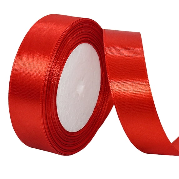 Dusknt 2.5cm Polyester Ribbon for Gift Boxes, Cake Packaging, Red, 1 Inch x 25 Yards for Crafts, Bouquets, Wreaths, Wedding