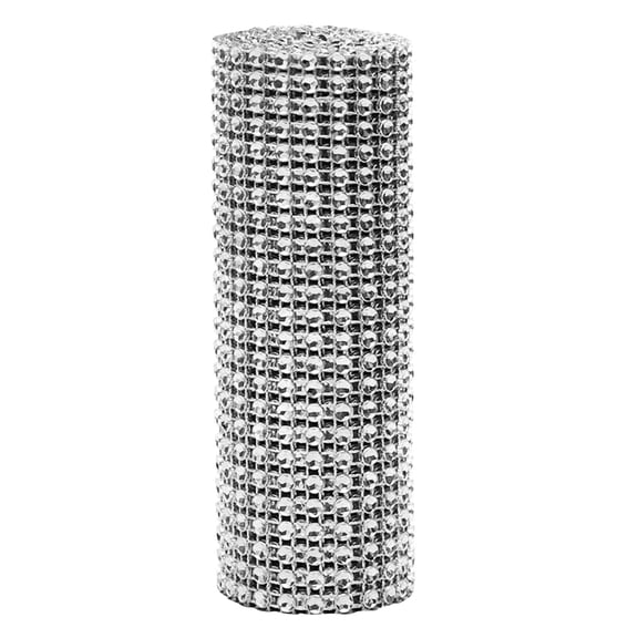 Dusknt 24-Row Hollow Plastic Mesh, Silver, Crystal rhinstone Ribbons Plastic 24 Rows Shiny diemond rhinstone Mesh Wrap Roll