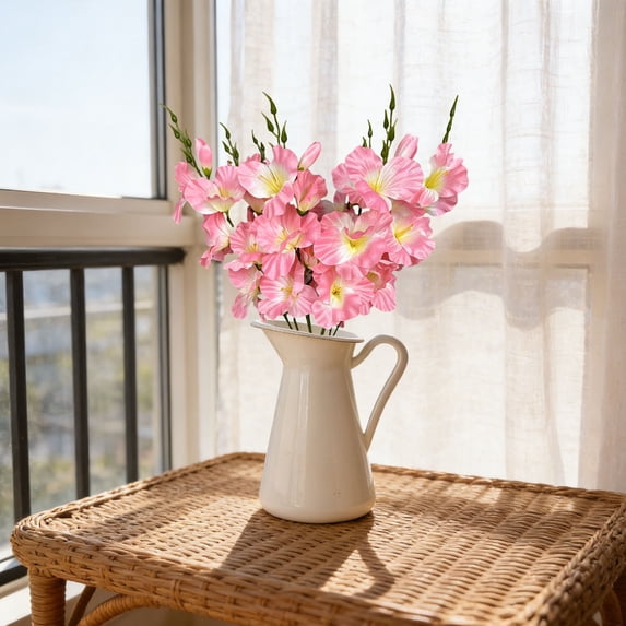 Dusknt 6 Heads Single Artificial Flowers, Realistic Faux Floral Bouquet, Long Lasting Fake Flower Arrangement for Wedding Decor, Home Indoor Decoration, Garden Display and Photography Props