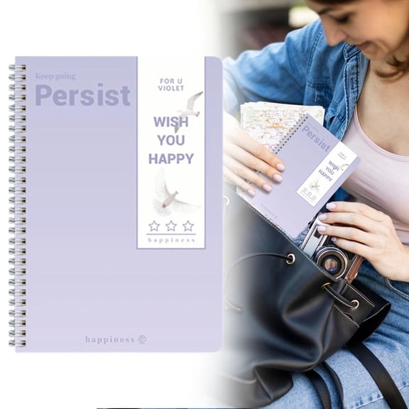Dusknt A5 Notebook Thickened, Sewed Lined Journal, Smooth Writing Studant Bo0k for Sch00l Daily Note Taking, Portable, Purple