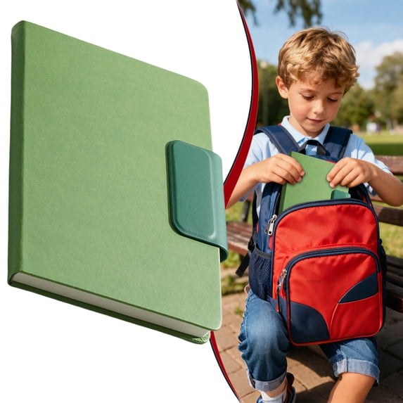 Dusknt A5 Pu Leather Notebook, Buckle Lined Journal 200 Pages, 180째 Flat Lay Notebook for Sch00l Ofice Home, 21.2X15Cm, Green