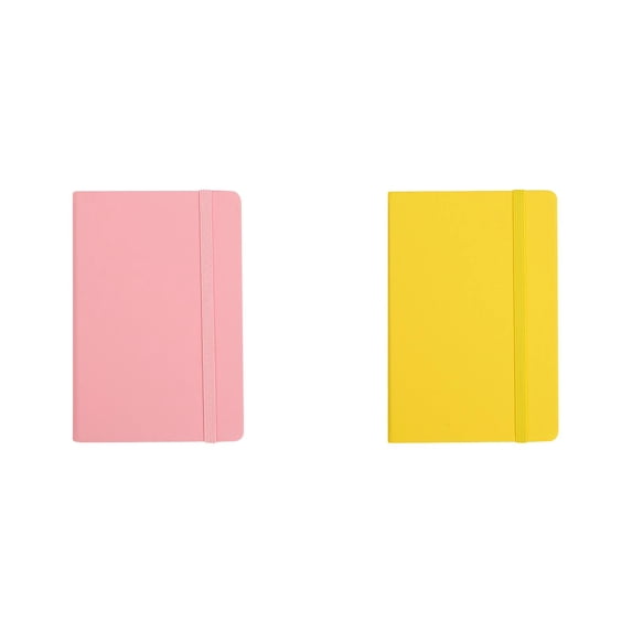 Dusknt A6 Hardcover NoteBo0k with Pan Loop, Small Pocket Journal for Purse Daily Notes, Cute Petite Memo Notepad College Ruled for Travel Work Sch00l, Horizontal Stripe, 2 Pc