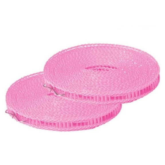 Dusknt Anti-Slip and Windproof Clothesline 3 Meters Pink, Fixing Clip,