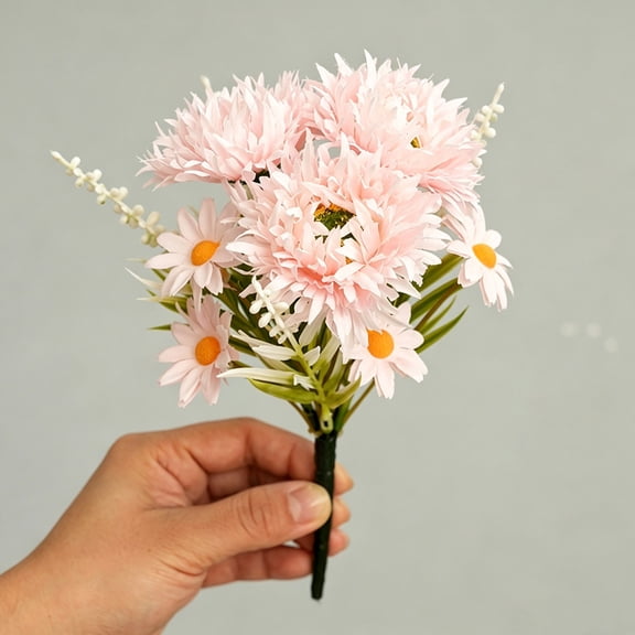 Dusknt Artificial Flower Bouquet, Gerbera Daisy Small Bunches, Table Centerpiece, Lifelike Mixed Floral Bouquet for Living Room Bedroom Home Indoor Decoration