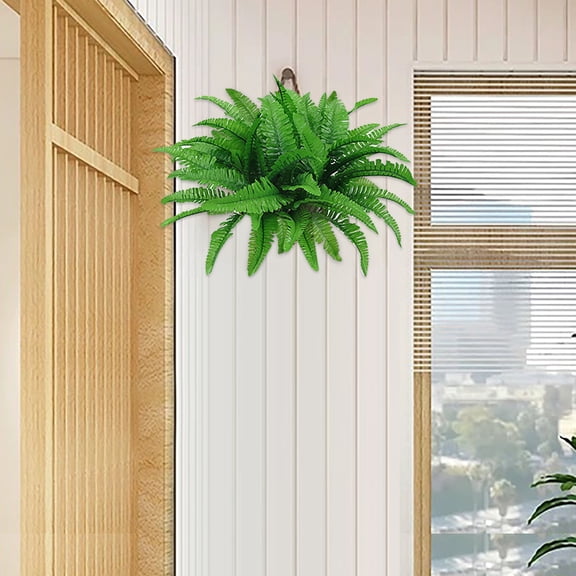 Dusknt Artificial Plants Outdoor, Realistic Fake Greenery for Porch, Uv Resistant Plastic Fern for Home Window Decor
