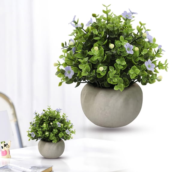 Dusknt Artificial Plants Small Potted Plants for Shelf Decor, Fers with Pot for House Tabletop Bathroom Bedroom Farmhouse OficeGreenery, Blue