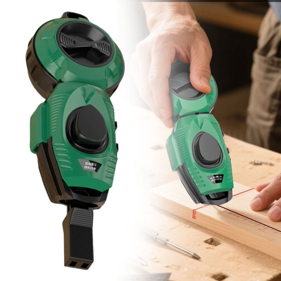 Dusknt Automatic Retractable Chalk Line Reel 15M, Carpentry Tool for Construction Woodworking Precise Marking Box, Green