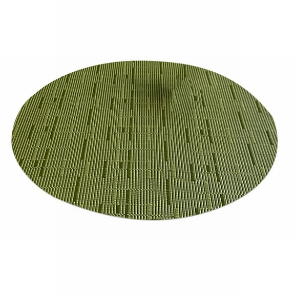 Dusknt Bamboo Texture Placemat Oval Pvc Kitchen Table Mat Green, Placemat,Placemats Pattern Oval Table Mats Non Slip Heat Insulation Table Place Mats Washable Dining Table Decoration Pad Beige