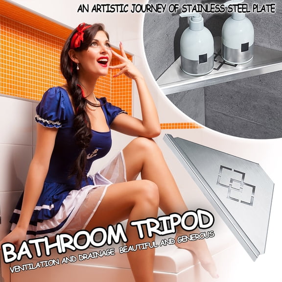 Dusknt Bathroom Corner Shelves Rust-Proof Easy Installation 304 Stainless Steel Shower Rack, 2 Pc, Sliver