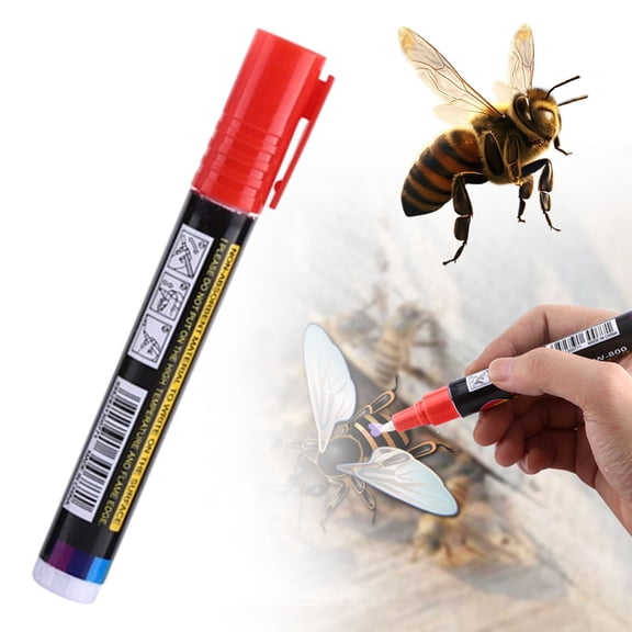 Dusknt Bee Marker Pen, White Bee Marker Pen, Marker Pens, Bee Marking Pan Waterproof Paint Pens, Quick-Drying Maker Pan Tool Beekeeper Maker, 13.5Cm (8Pcs, Red)