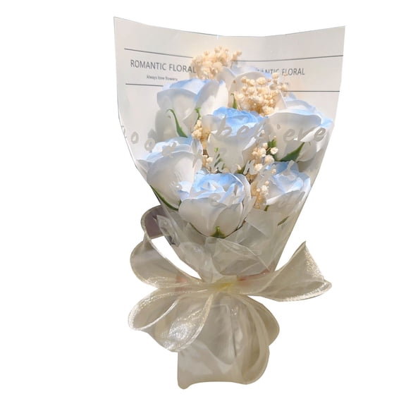 Dusknt " Celestial Bouquet — Preserved Gypsophila and Realistic Blue Frost Roses", Artificial flowers