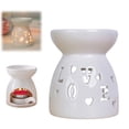 thumbnail image 1 of Dusknt Ceramic Oil Burner, Wax Melt Warmer with Candle Spoon, White Aroma Diffuser for Home Spa, Adjustable Tea Light Holder Flame Free Wickless Design, A, 1 of 9