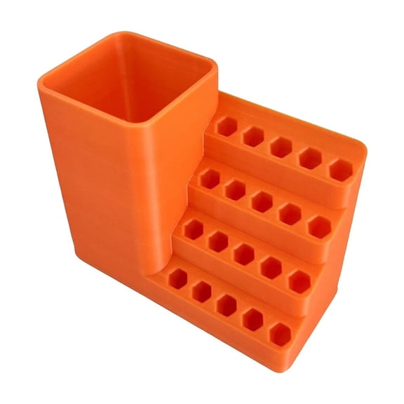 Dusknt Cnc Drill Bit Holder B, Rack,"Orange Cnc Drill Bit Organizer with Cup Holder 4 Size Options Plastic Storage Rack for Drill Bits & Tools Ideal for Workshop & Garage Organization"