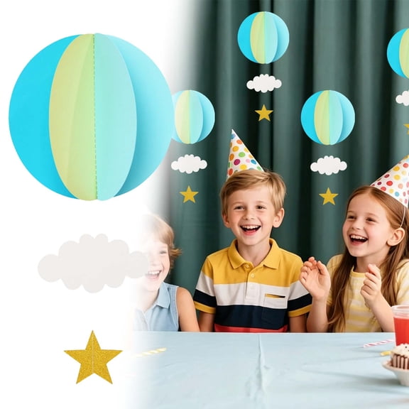 Dusknt Colorful Hot Air Balloon Decor, Round Hanging Paper Garland, Ceiling Decoration, Classroom Decro, Hot Air Balloon Decorations, Hot Air Balloon 1Pc