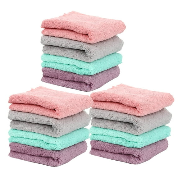 Dusknt Coral Fleece Rags 12Pc 25X25Cm, Wipes,Absorbent Corals Dish Rag Wipe Wiping Towel Sink Cloth Home Kitchen Clean Cleaning Supplies