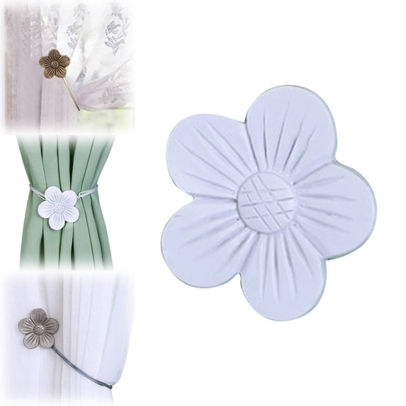 Dusknt Decorative Flower Curtain Tieback Holder, Durable Resin Drapery Holdback, Adjustable Curtain Buckle Clamp for Indoor Home Balcony and Cafe Use