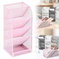 thumbnail image 1 of Dusknt Desk Mesh Pancil Organizer, Pancil Holder, Makeup Storage Box Cosmetic Organizer Rack, Ofice Desktop Organizer with 5 Compartments, Markers Pan Holder for Home, Pink, 1 of 9