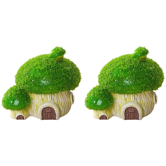 Dusknt Desktop Scenery Decor, Cute Resin House Ornament, Simulation Cottage Diy Aquarium Fish Tank Decoration for Home Garden, 2 Pc