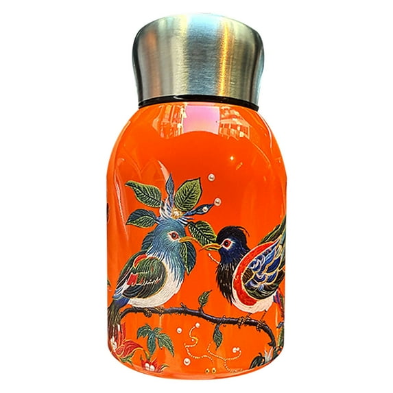 Dusknt Fashionable Portable Thermos Water Bottle Orange Magpie, Glass&Bottle