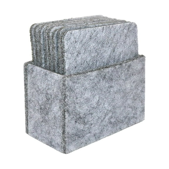 Dusknt Felt Coasters, Placemats, Absorbent Box Set, Coasters, Thick Non-Woven Insulation Pads, Square 12Pc, Gray, Set Of 12 Drink -Coasters Cup Costers Cup Mat Tableware with Holder New
