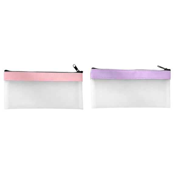 Dusknt Frosted Transparent Tpu Pancil Case, Waterproof Stationery Bag with Smooth Zipper, Clear Exam Pancil Pouch for Sch00l Studants Ofice Supplies, 2Pc