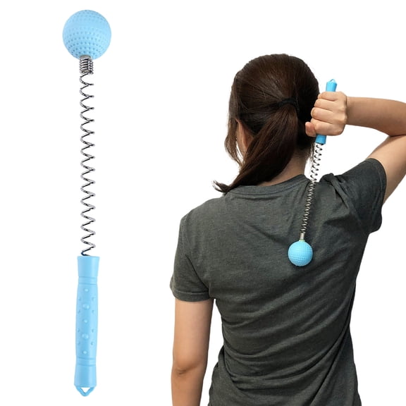 Dusknt Handheld Massage Hammer, Body Relax Massager High Elastic Silicone Spring Massage Stick Ergonomic Grip Manual Massager, Blue