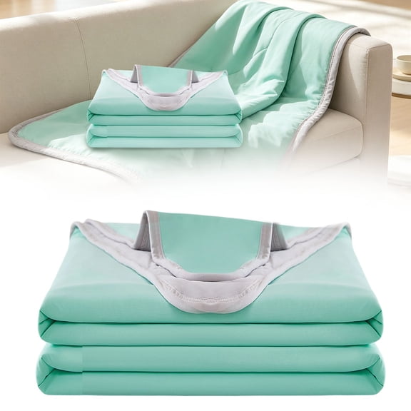 Dusknt Heat Absorbing Cooling Blanket, Portable Summer Throw, Soft Cold Blanket - Breathable Ice Fabric Summer Cooling Blanket Versatile Throw for Bed Sofa Camping , Green