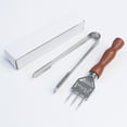 thumbnail image 1 of Dusknt Ice Pick Clearance! Ice Pick Set of 1 Three Pronged Ice Pick Stainless Ice Pick with Wood Handle Carving Bartender Tool (7.2Inch 1Pcs), 1*Ice Pick + 1*Ice Clamp, 1 of 9