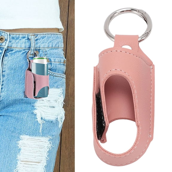 Dusknt Inhaler Holder Portable Case, Pu Leather Protective Inhaler Pouch for Travel, Secure Storage with Carabiner Clip for Bag Or Belt Loop