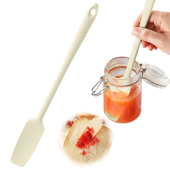 Dusknt Jar Spreader Silicone - Narrow Handle Cream Applicator, 11.3X1.28In Soft Edge Food Scraper with Comfortable Grip Design, Baking Mixing Tool for Cakes Desserts Snacks, Kitchen Accessory