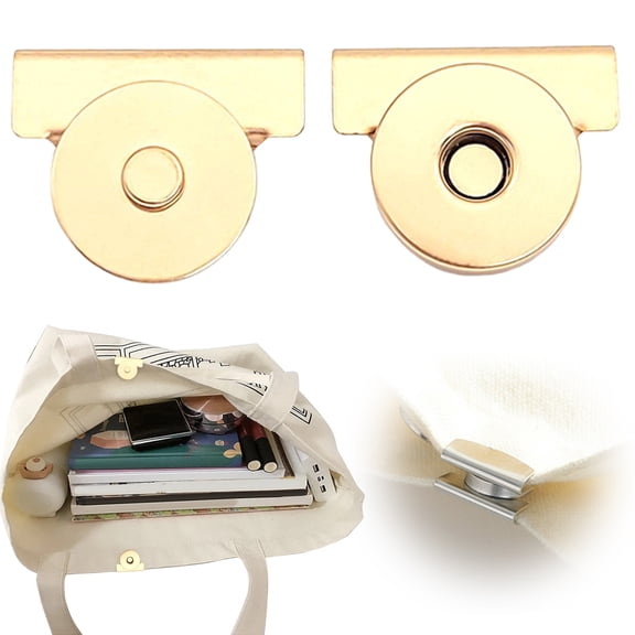 Dusknt Kam Snaps Starter Kit, Magnetic Bag Clasp, Purse Fasteners for Diy Craft, Strong Snap Buttons Replacement for Handbag Clutch Wallet Sewing Accessories, Gold