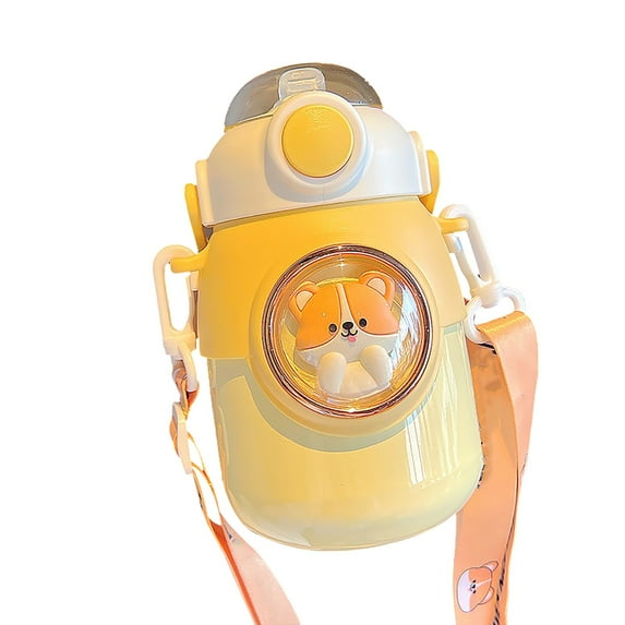 Dusknt Large Capacity Cartoon Children'S Thermos Cup Yellow A, Glass&Bottle,