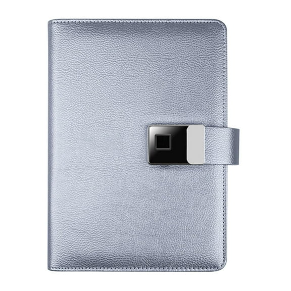 Dusknt Leather Notebook with Fingerprint Lock (Moonlight Silver), Office&Craft&Stationery,