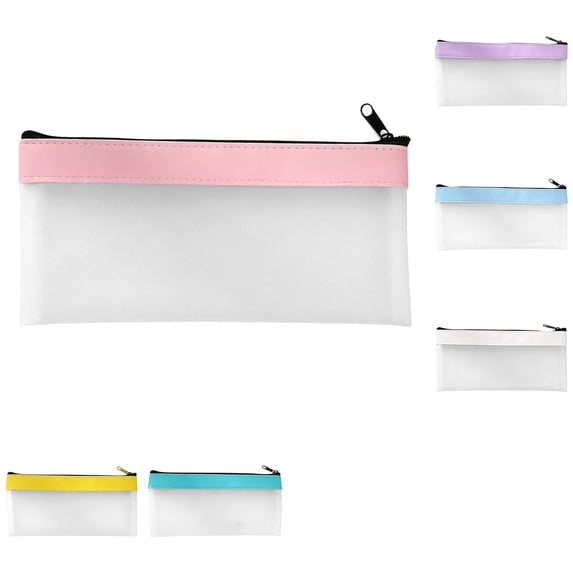 Dusknt Medium Size Tpu Pancil Bag, Smooth Zipper Waterproof Stationery Organizer, Clear Frosted Storage Pouch for Clasroom Daily Use, 6 Pc