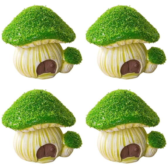 Dusknt Miniature Cottage, Cute Resin House Ornament, Simulation Cottage Decoration, Diy Aquarium Fish Tank Decor Desktop Scenery for Home Garden, 4Pc