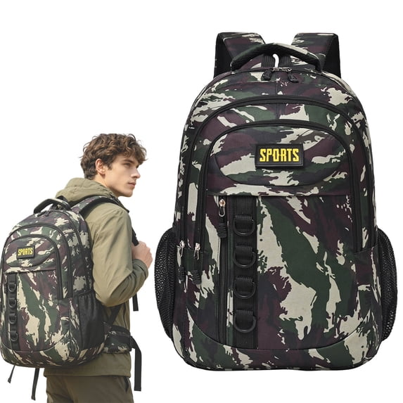 Dusknt Outdoor Travel Backpack Camouflage Large Capacity, Trendy Double Shoulder Bag for Men Women Studant Sch00l Bag Hiking
