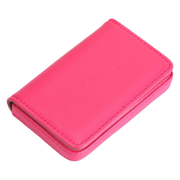 Dusknt PU business card holder, rose red, Credit Card Wallet Holder PU Leather Pocket Wallet Portable Business Card Case Metal Leather Bagbusiness Card Box Business Fashion Business Card Holde