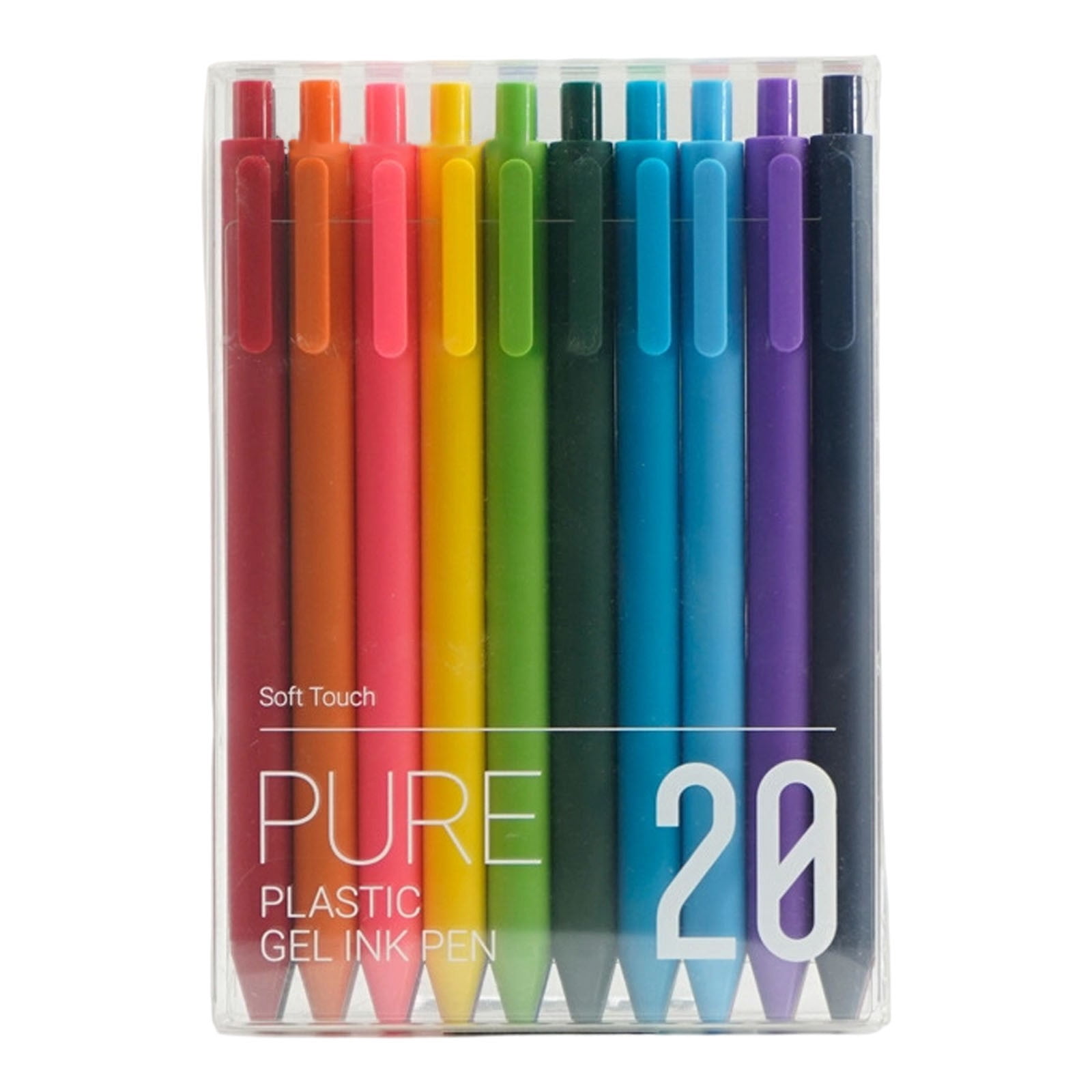 Dusknt PURE Multicolor Gel pans 0.5mm 20-Pack Mixed Colored Pan-cil Set, Large Capacity Refills with Non-Slip Smooth Grip, Quick-Drying for Student & Of-ice Stationery