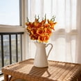 thumbnail image 1 of Dusknt Pack of 6 - Pack Flowers Artificial Orchid Plants Silk Flower Stems Vase Table Kitchen Home Garden Party Wedding Decoration (Orange), 1 of 7
