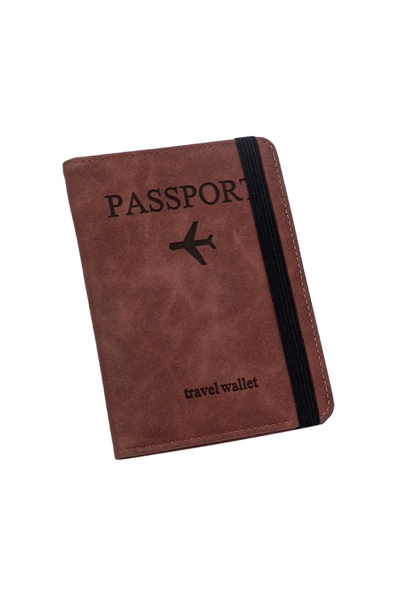 Passport Holder Travel Wallet with Rfid Blocking Brown, Business Card Holder