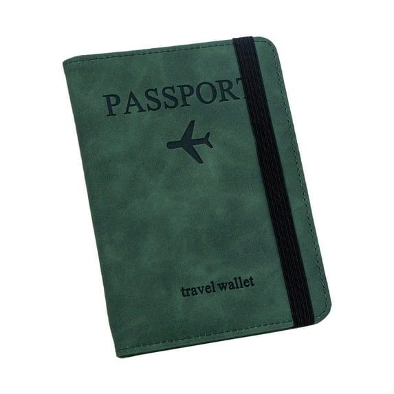 Dusknt Passport Holder Travel Wallet with Rfid Blocking Green, Business Card Holder