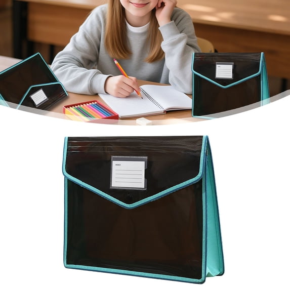 Dusknt Plastic File Folder, Expandable File Organizer Transparent PP Storage Bag with Label Pocket Lightweight Holder for Daily Document Storage